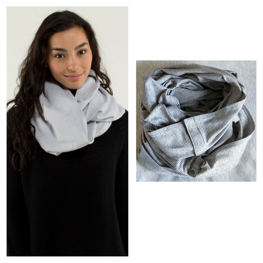 Lululemon Vinyasa Scarf - Rulu - Wee Stripe White Heathered Medium Grey